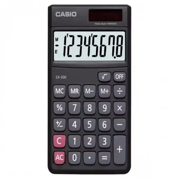 Casio SX-300-W Solar and Battery Powered Basic Calculator